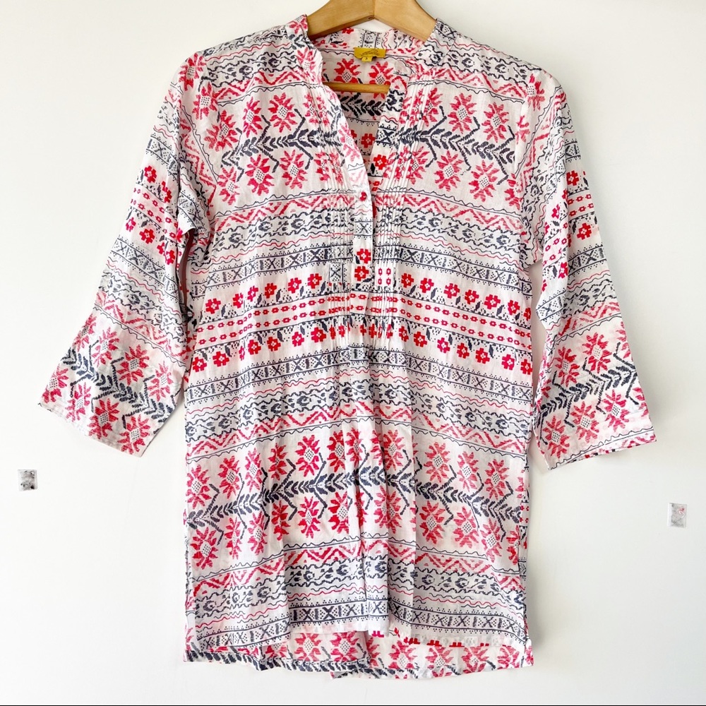 Roberta Roller Rabbit Boho Split Neck Aztec Print… - image 1